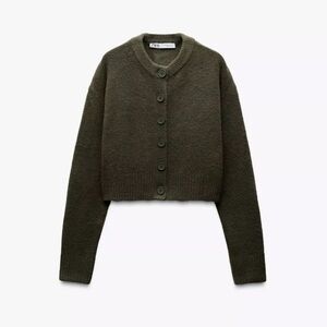 Zara Olive Green Cardigan Sweater